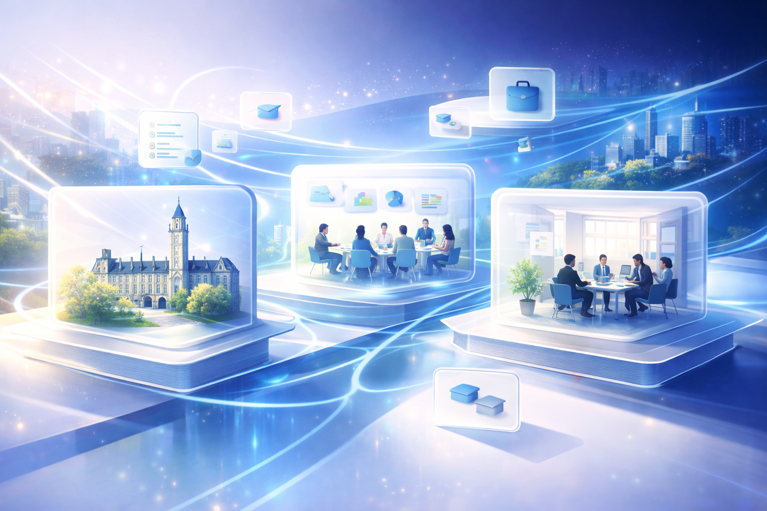 Illustration of people learning together